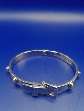 Michael Kors Silver Tone Buckle & Stud Bangle Bracelet
